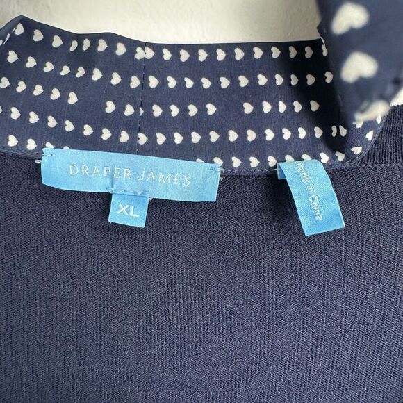 Draper James Women’s Navy White Heart Dots Necktie Sweater Dress - Picture 5 of 11